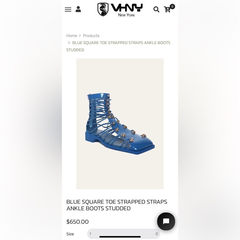 Vivienne Hu VHNY Cobalt Leather Strappy Sandal Ankle Boots Size 7 (EU 37) - Picture 2 of 16